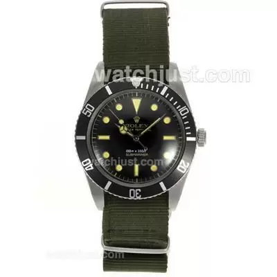 Rolex Submariner Automatic Movement With Green Nylon Strap Vintage Edition