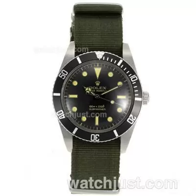 Rolex Submariner Automatic Movement With Green Nylon Strap Vintage Edition