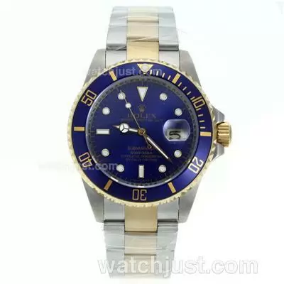 Rolex Submariner Automatic Movement 14k Wrapped Gold Two Tone Case With Blue Dial