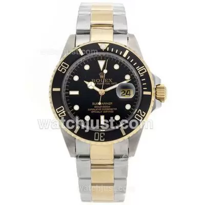 Rolex Submariner Automatic Movement 14k Wrapped Gold Two Tone Case With Black Dial