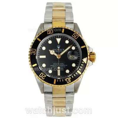 Rolex Submariner Automatic Movement 14k Wrapped Gold Two Tone Case With Black Dial