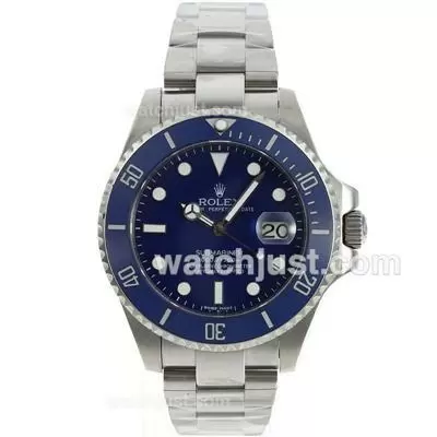 Rolex Submariner Automatic Movement Blue Ceramic Bezel With Blue Dial S/s Oversized Version