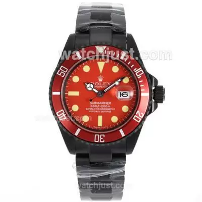 Rolex Submariner Automatic Full Pvd With Red Dial And Bezel