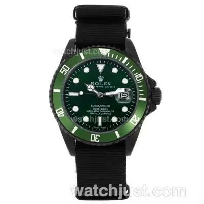 Rolex Submariner Automatic Pvd Case With Green Dial And Bezel Nylon Strap