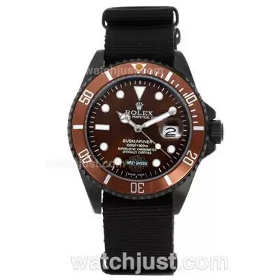 Rolex Submariner Harley Davidson Automatic Pvd Case With Brown Dial And Bezel Nylon Strap