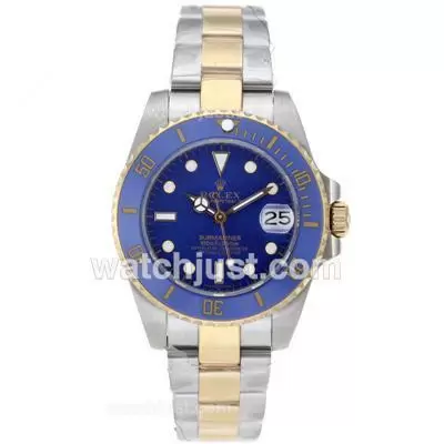 Rolex Submariner Automatic Two Tone Ceramic Bezel With Blue Dial Lady Size