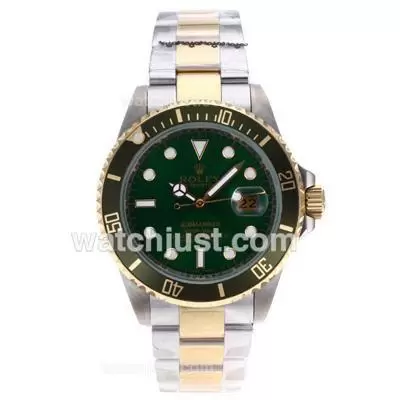 Rolex Submariner Automatic Two Tone With Green Dial And Bezel