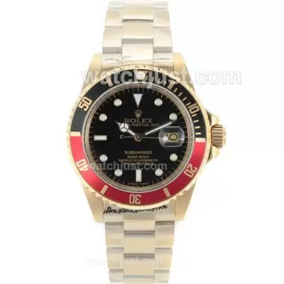 Rolex Submariner Automatic Full Gold Black/red Bezel With Black Dial