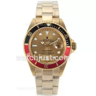 Rolex Submariner Automatic Full Gold Black/red Bezel With Golden Dial