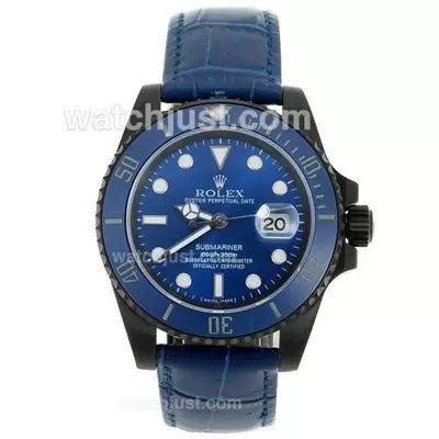 Rolex Submariner Automatic Pvd Case Ceramic Bezel With Blue Dial Sapphire Glass