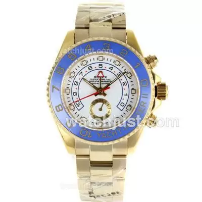 Rolex Yachtmaster Ii Working Gmt Automatic Full Gold With White Dial Blue Ceramic Bezel