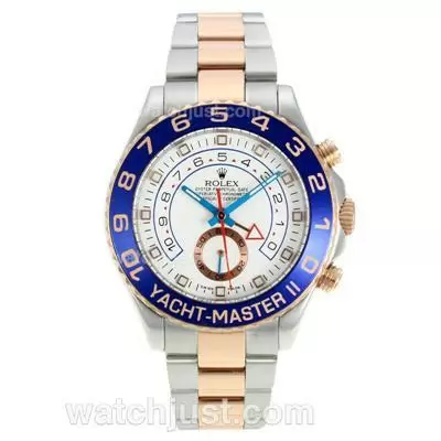 Rolex 1:1 Version Yacht Master Ii Automatic Two Tone With White Dial 1/4 Rotating Bezel