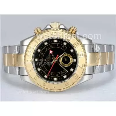 Rolex Yacht Master Ii Automatic Working Gmt Two Tone With Black Dial