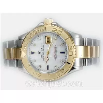 Rolex Yacht Master Automatic Two Tone Diamond Marking With Mop Dial