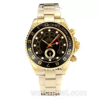 Rolex Yacht Master Ii Automatic Full Gold With Black Dial And Bezel