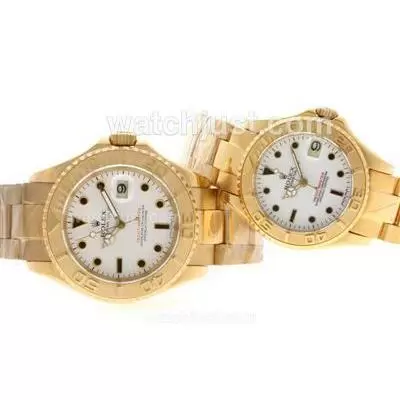 Rolex Yacht Master Automatic Movement Full Gold With White Dial