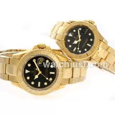 Rolex Yacht Master Automatic Movement Full Gold With Black Dial