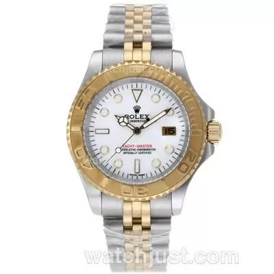 Rolex Yacht Master Automatic Two Tone With White Dial