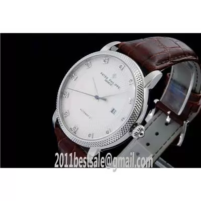 Patek Philippe Calatrava White Dial Maroon Leather Strap