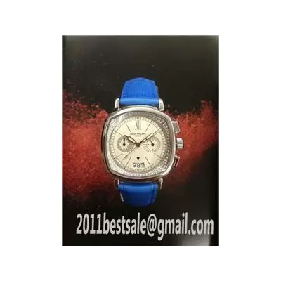 Patek Philippe Gondolo White Dial Blue Croc Leather Strap