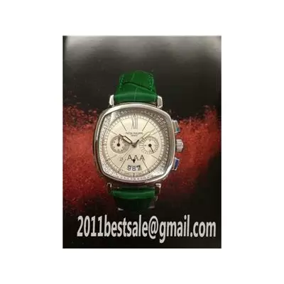 Patek Philippe Gondolo White Dial Green Croc Leather Strap