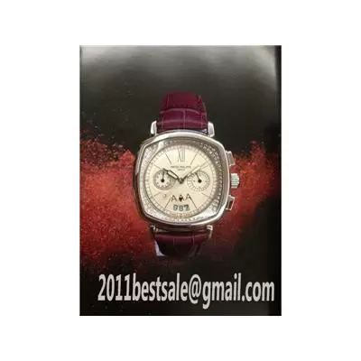 Patek Philippe Gondolo White Dial Darkmagenta Croc Leather Strap