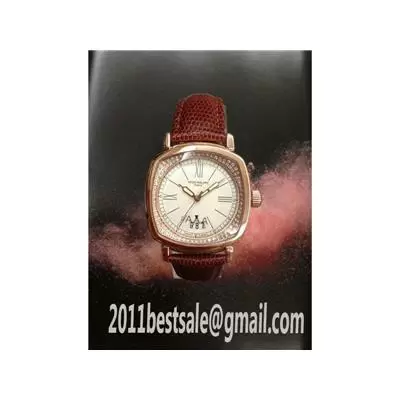 Patek Philippe Gondolo Rose Gold Case Brown Snakeskin Leather Strap