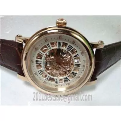 Patek Philippe Skeleton Rose Gold Case White Dial