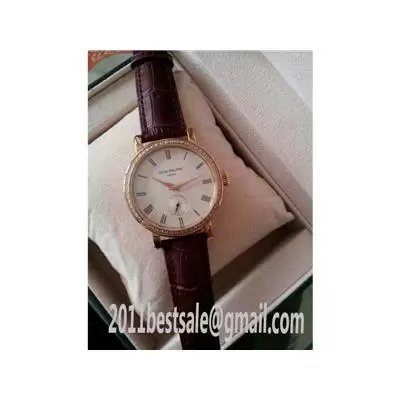 Patek Philippe Calatrava White Dial Brown Leather Strap