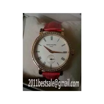 Patek Philippe Calatrava White Dial Maroon Leather Strap