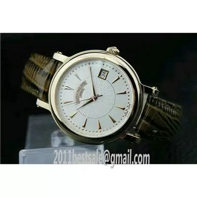 Patek Philippe Calatrava White Dial With Croc Leather Strap