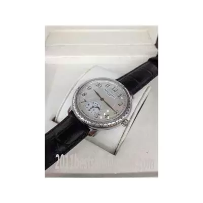 Patek Philippe Calatrava White Shell Dial Black Leather Strap