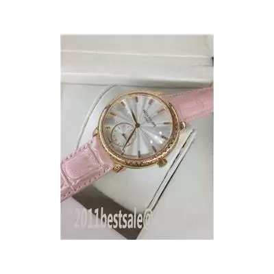 Patek Philippe Calatrava Silvery Dial Pink Leather Strap