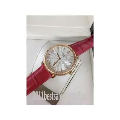 Patek Philippe Calatrava Silvery Dial Red Leather Strap