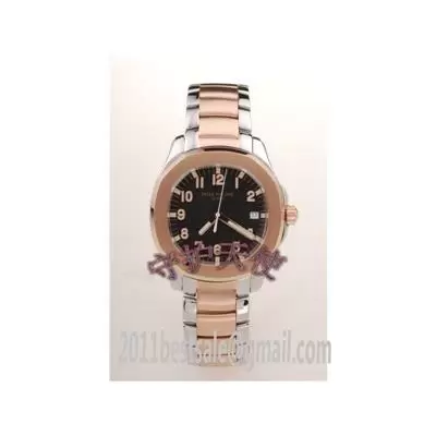 Patek Philippe Aquanaut Black Dial Rose Gold Two Tone Band