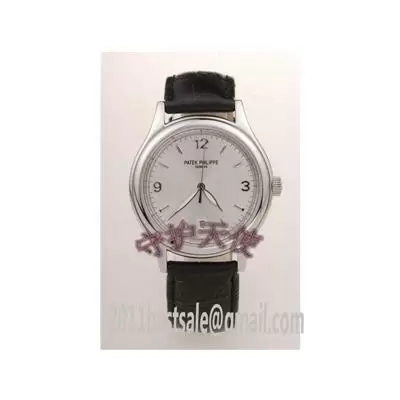 Patek Philippe Calatrava White Dial Black Leather Strap