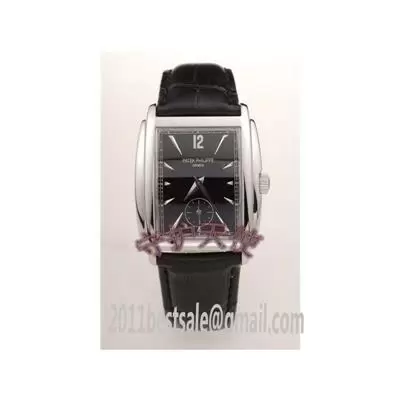 Patek Philippe Gondolo Black Dial Leather Strap