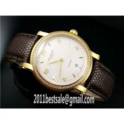 Swiss Patek Philippe Watches Swiss Eta 2824 Movement Diamond Bezel And White Dial