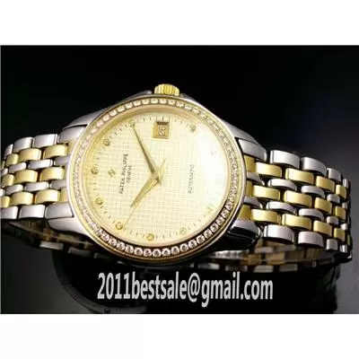 Patek Philippe Watches Swiss Eta 2824 Movement Diamond Yellow Gold Dial Diamond Bezel