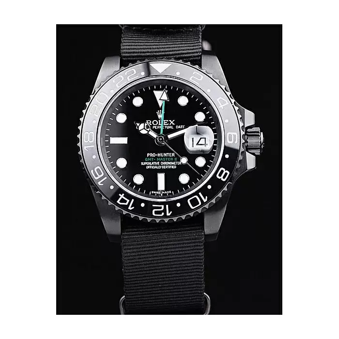 Swiss Swiss Rolex Gmt Master Ii Pro Hunter Black Fabric Strap Black Dial Best Luxury Watches