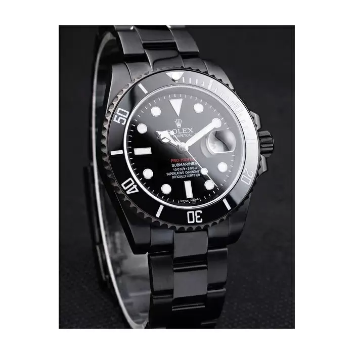 Swiss Rolex Submariner Pro Hunter Black Steel Strap Black Dial Best Luxury Watches