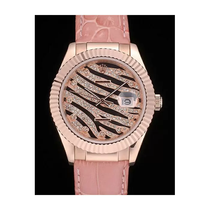 Swiss Rolex Datejust Special Edition 2012 Pale Pink Leather Strap Best Luxury Watches