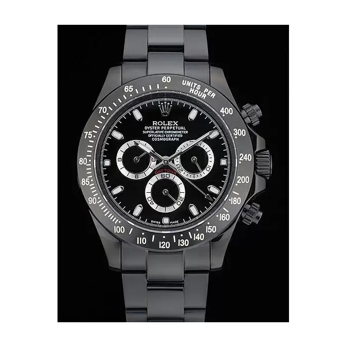 Swiss Rolex Daytona Black Ion Plated Tachymeter Black Stainless Steel Strap Black Dial Best Luxury Watches