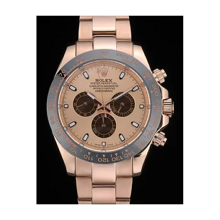 Swiss Rolex Daytona Ion Plated Tachymeter Rose Gold Strap Rose Gold Dial Best Luxury Watches