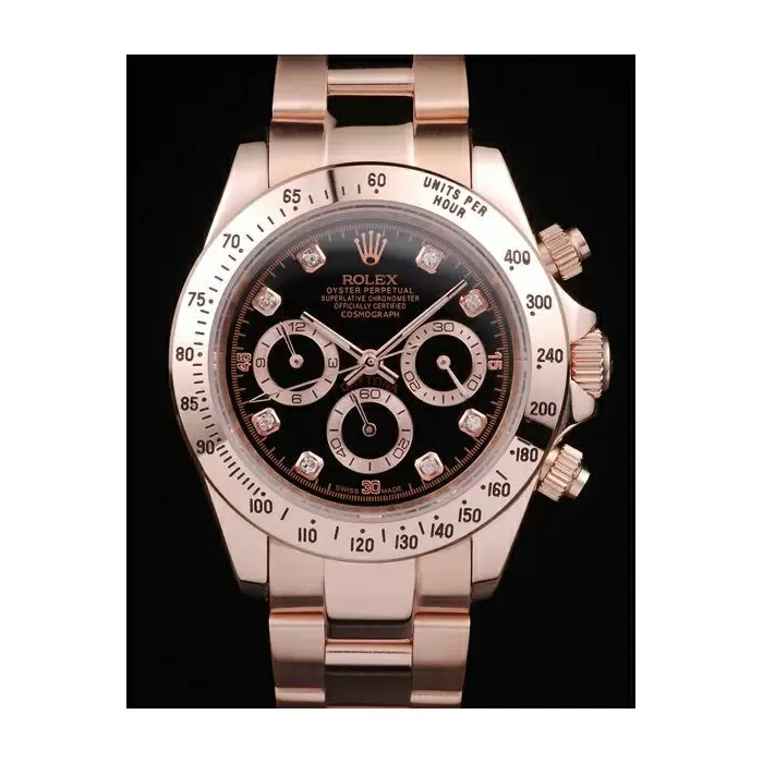 Swiss Rolex Daytona Rose Gold Plated Stainless Steel Black Dial Best Luxury Watches