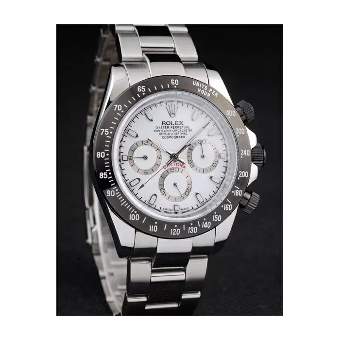 Swiss Rolex Daytona Stainless Steel Black Enameled White Dial Best Luxury Watches