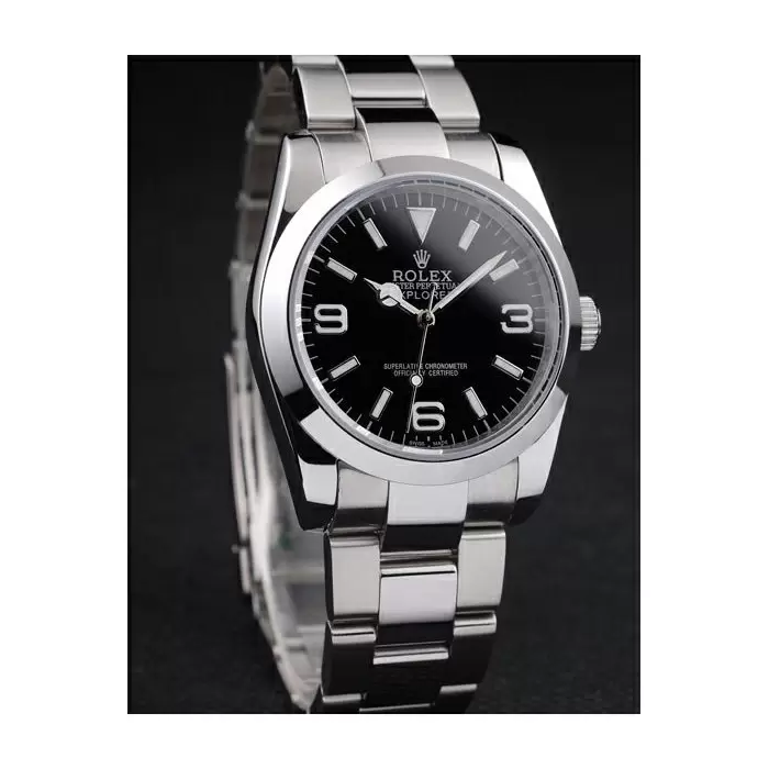 Swiss Rolex Explorer Polished Stainless Steel Black Dial Best Luxury Watches