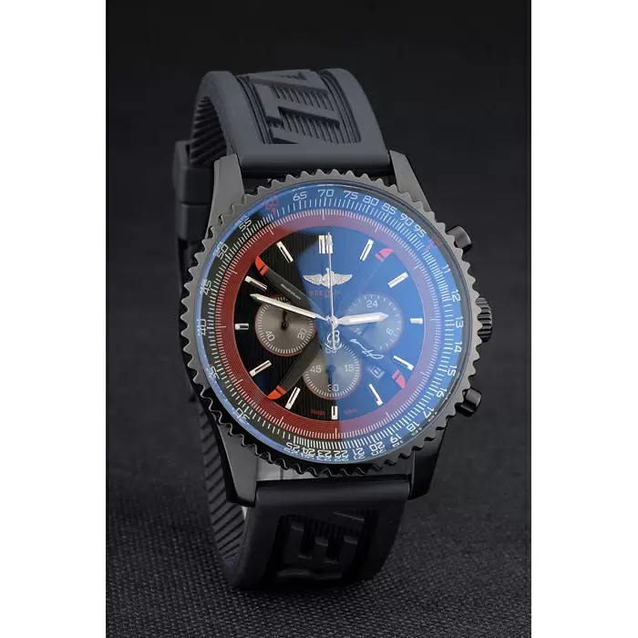 Swiss Breitling Certifi Black Rubber Strap Black Dial Chronograph