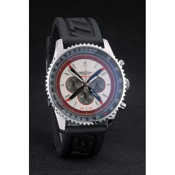 Swiss Breitling Certifi Black Rubber Strap Beige Dial Chronograph