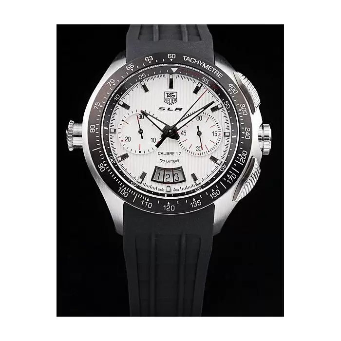 Swiss Tag Heuer Slr Swiss Tachymeter Bezel Black Rubber Strap White Dial Best Luxury Watches